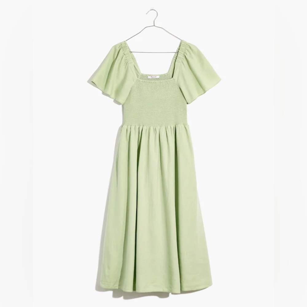 Madewell Linen Blend Lucie Smocked Midi Dress